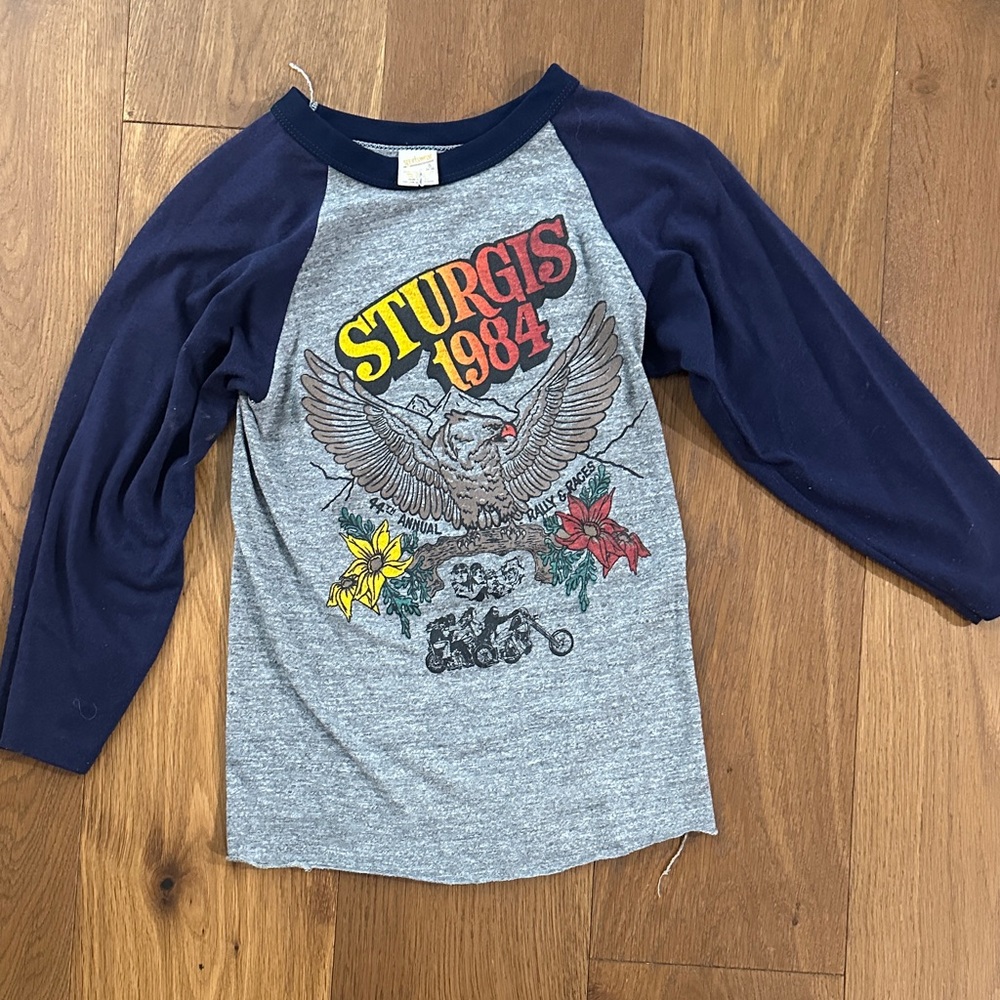 Vintage Gray and Blue Long Sleeve Tee